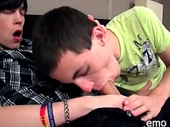 Emo twink kisses his urchin together with gets a BJ